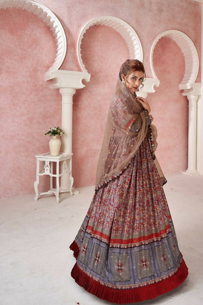 Everywhere Designer Maroon Dola Silk Gown With Dupatta - Anbazaar | Grocsy