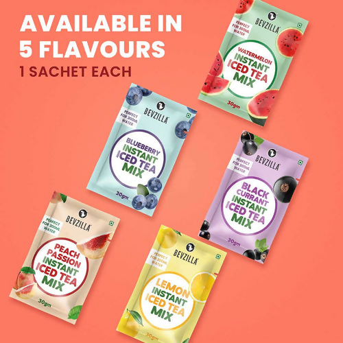 Bevzilla 5 Flavoured Iced Tea Sachets + Shaker | Grocsy