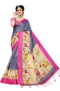 Vamika Multicolor & Pink Kalamkari With Jhalar Khadi Silk Saree | Grocsy