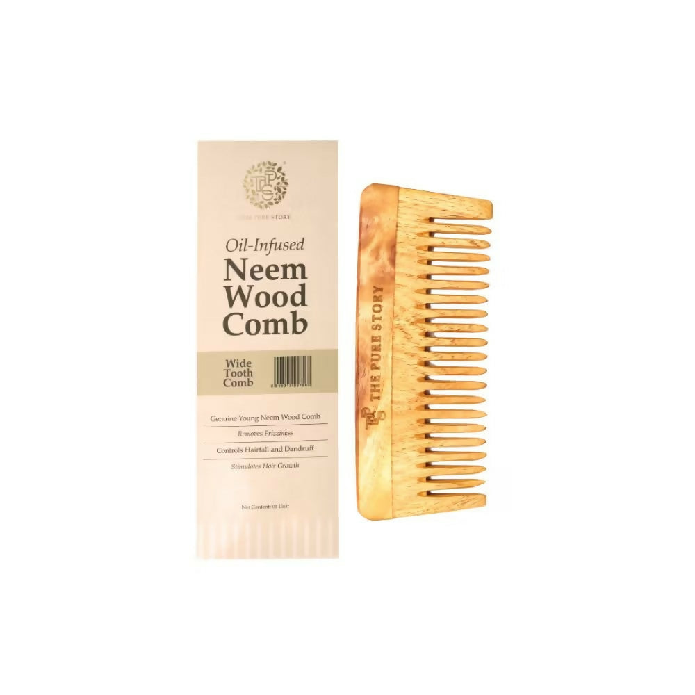 The Pure Story Oil Infused Neem Wood Wide Tooth Comb | Grocsy
