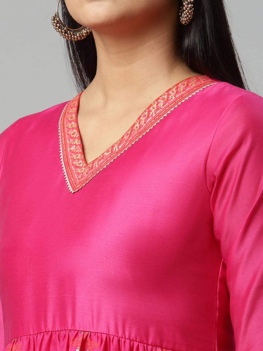 Ahalyaa Womens Pink Crepe Printed Dress | Grocsy