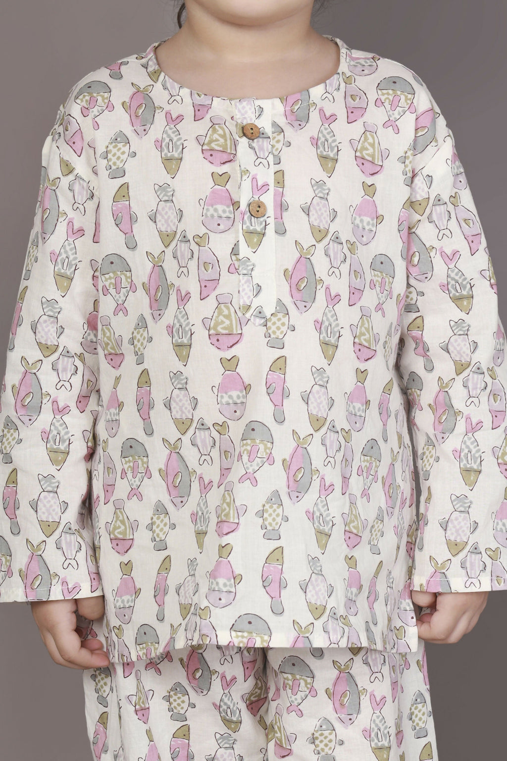 Breathables White & Yellow Tortoise Cotton Nightsuit Set For Kids | Grocsy