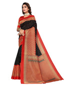 Vamika Black Printed Art Silk Saree | Grocsy