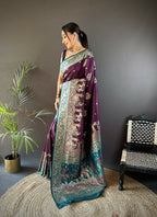 Joban Fashion Dark Green Meenakari Picock Paithani Sarees | Grocsy