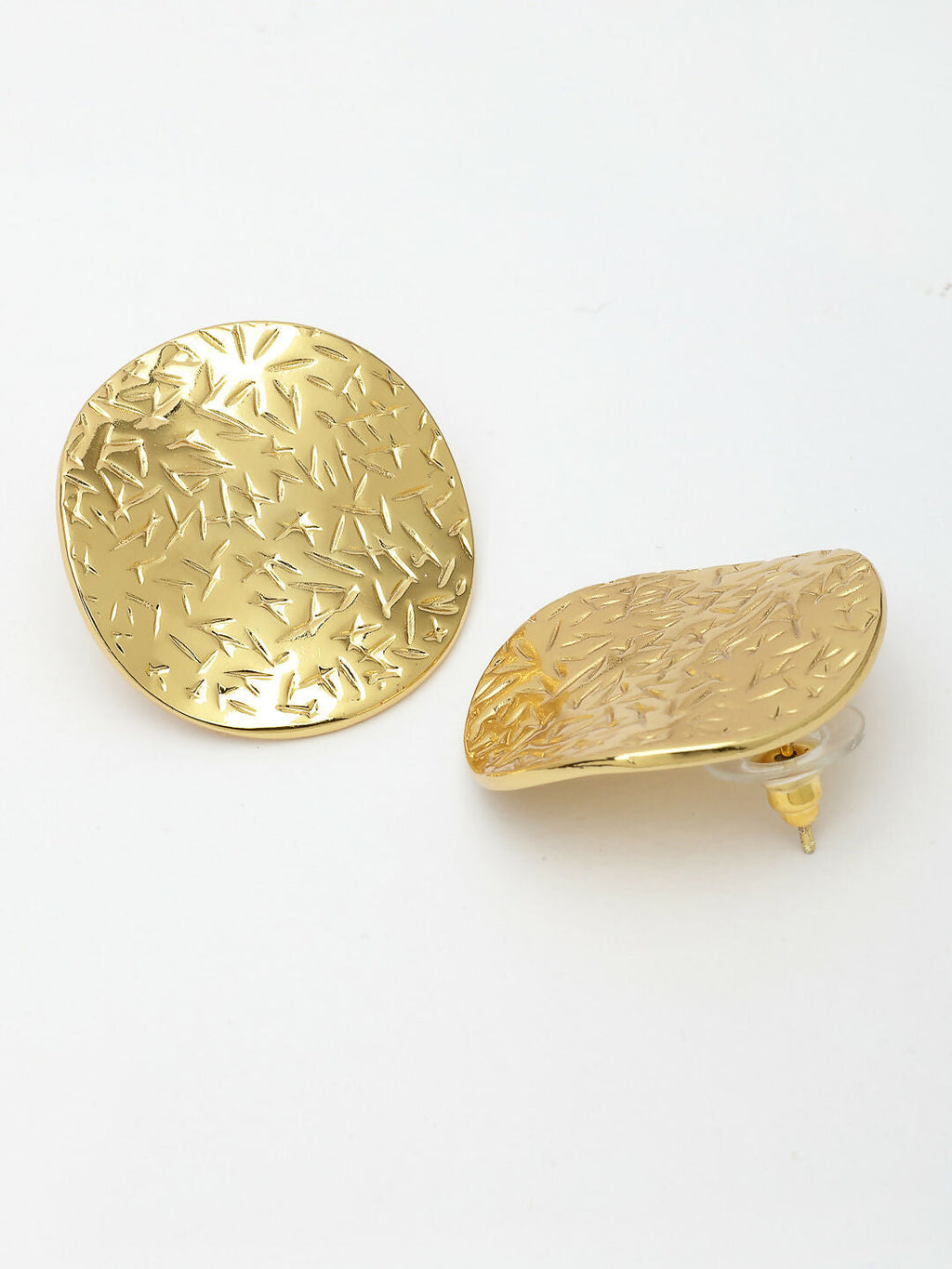 NVR Women's Gold-Polished Circular Shape Studs Earring | Grocsy