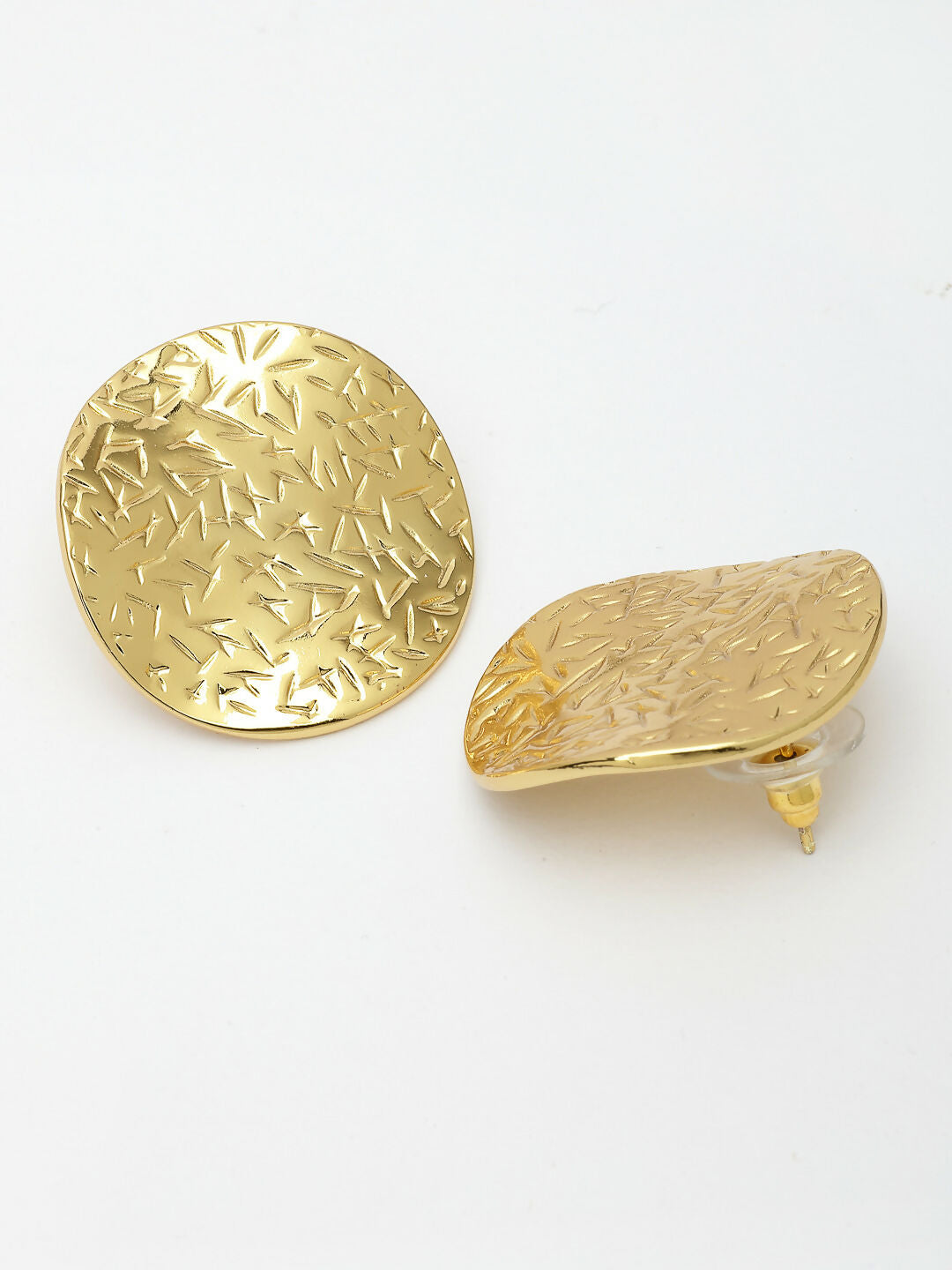 NVR Women's Gold-Polished Circular Shape Studs Earring | Grocsy