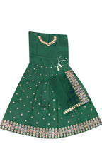 Dwiden Green Queen Tafetta Sattin Semi-Stitched Girl's Lehenga Choli | Grocsy
