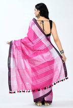 Mominos Fashion Moeza Bhagalpuri Handloom Silk Pink Saree | Grocsy