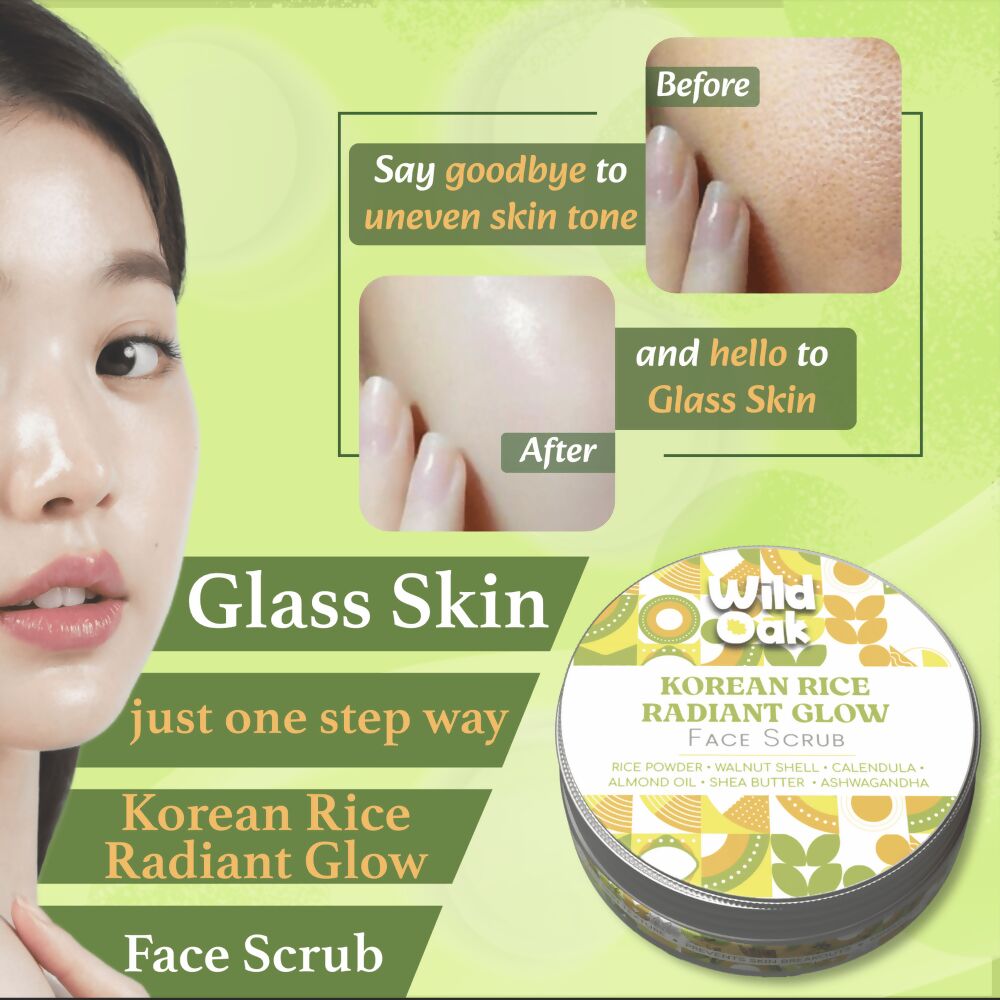 Wild Oak Korean Rice Radiant Glow Face Scrub | Grocsy