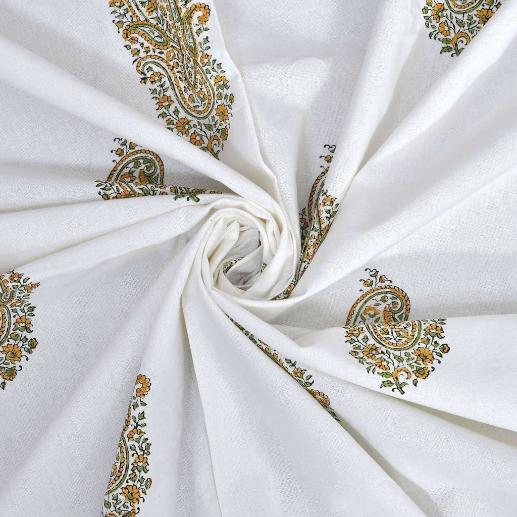 Premium Hand Block Printed Rajasthani Double Bedsheet Bedspread with 2 Pillow Covers | Grocsy