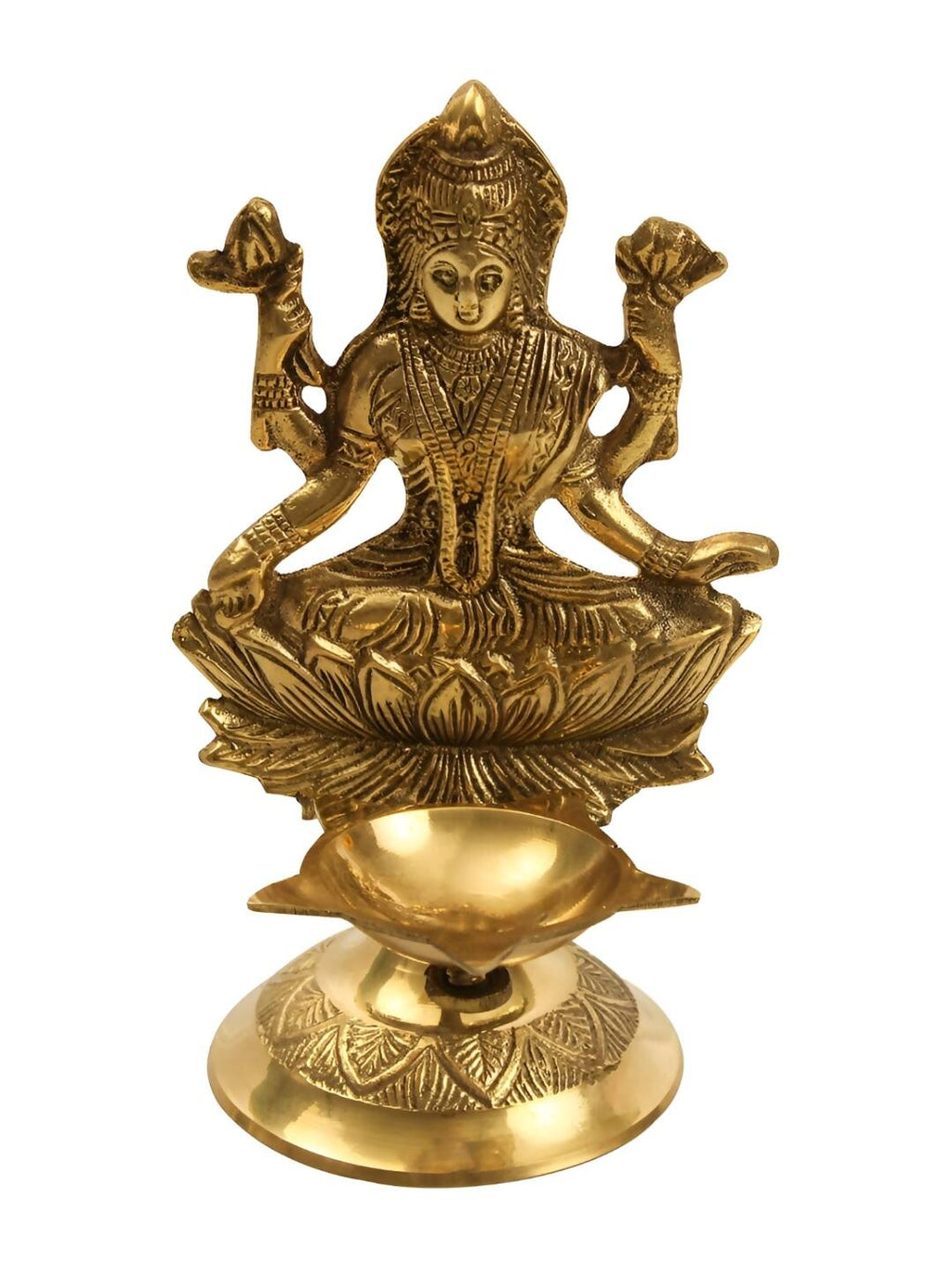 Spillbox Gold-Toned Brass Lakshmi Diya Pooja Essential | Grocsy
