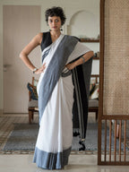 Suta White Woven Design Cotton Blend Saree | Grocsy