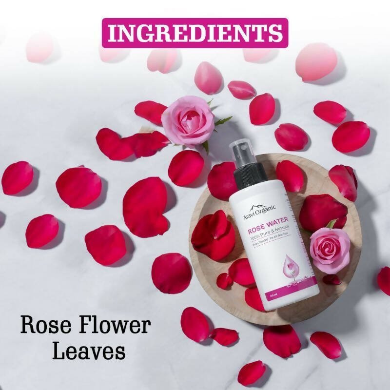 Aravi Organic 100% Steam Distilled Rose Water Face Toner Spray | Grocsy