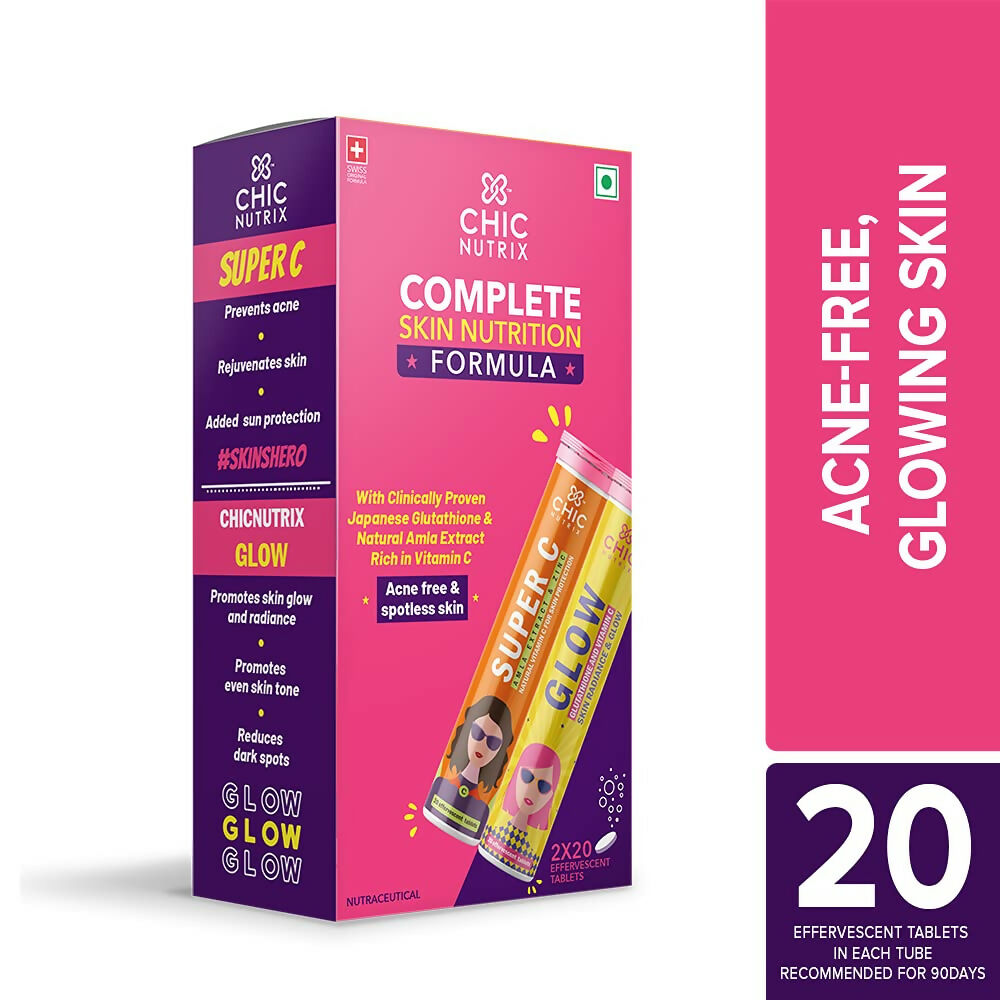Chicnutrix Glow + Super C – Glutathione & Vitamin C Tablets | Grocsy