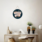 Artvibes Welcome Home Round Wood Design Artworks Hangings Ornaments | Grocsy