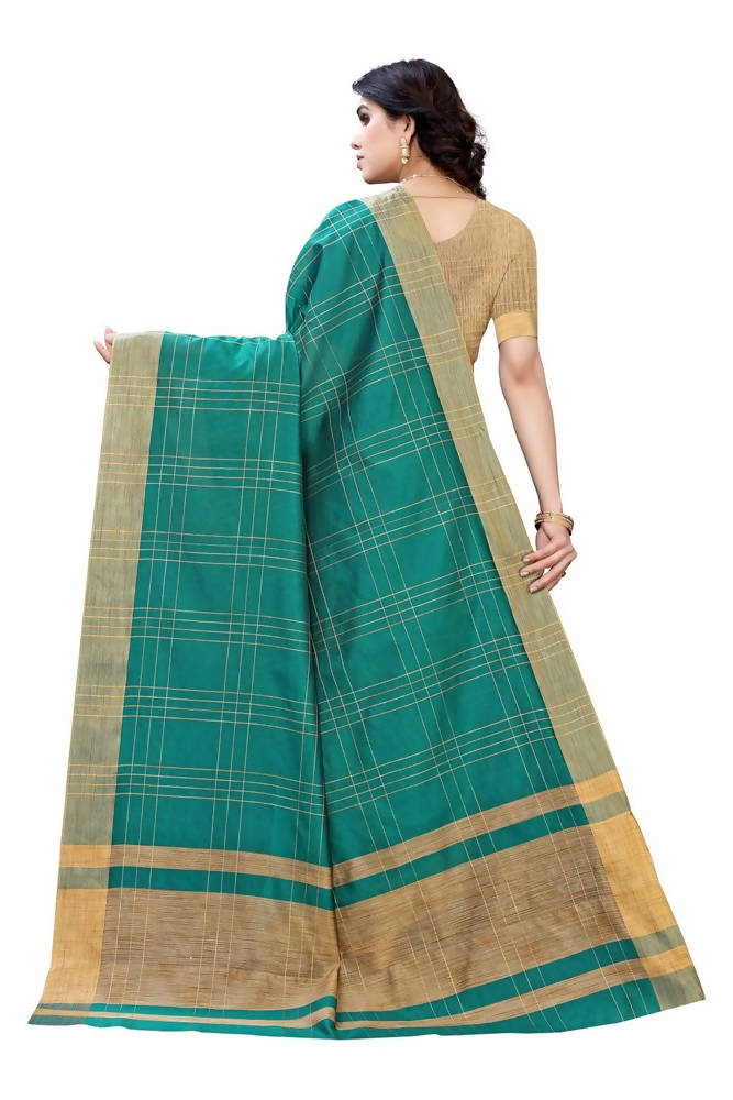 Vamika Green Cotton Silk Weaving Saree (Anaya Green) | Grocsy