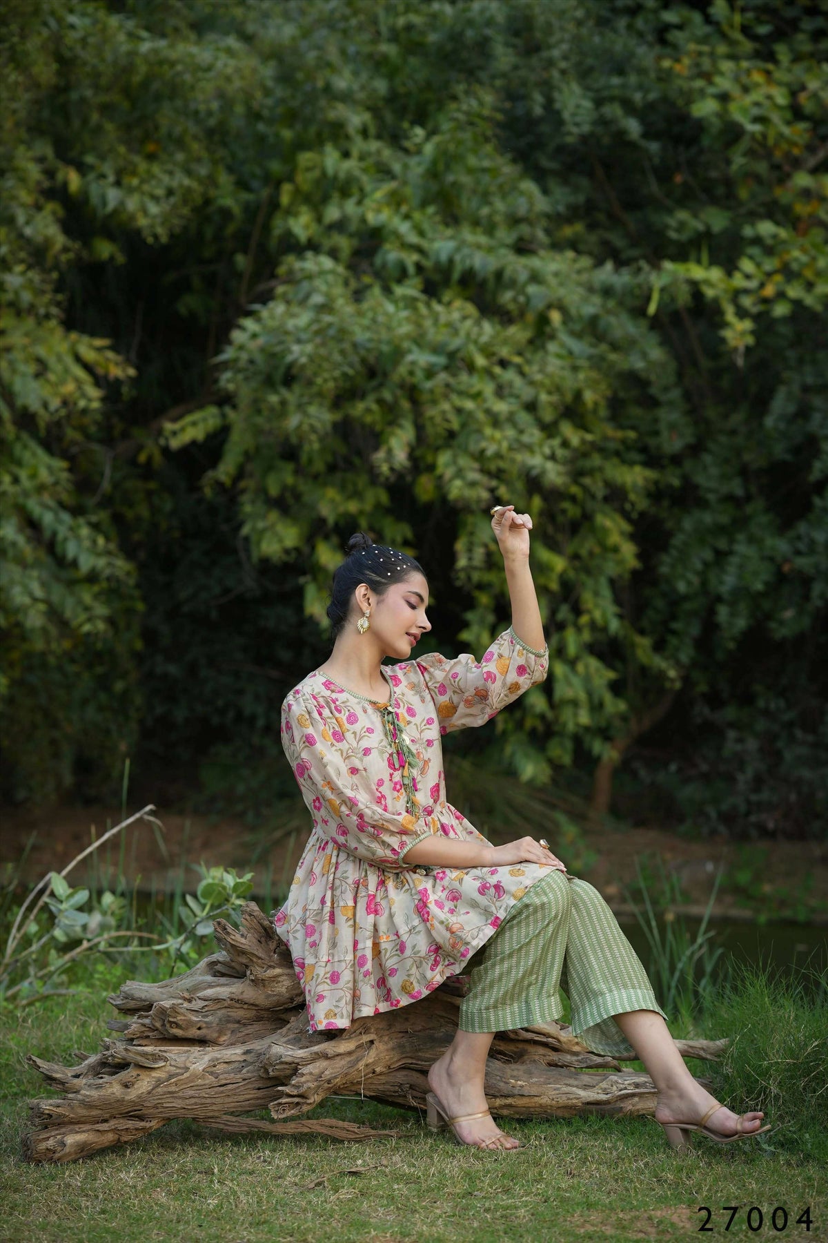 Women's Casual Fashionable Multi Mull Cotton co-ord set - Anya | Grocsy