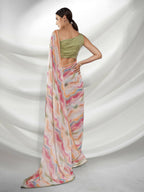 Pink Georgette Sequence Embroidery Saree With Unstitched Blouse Piece - Rajal | Grocsy