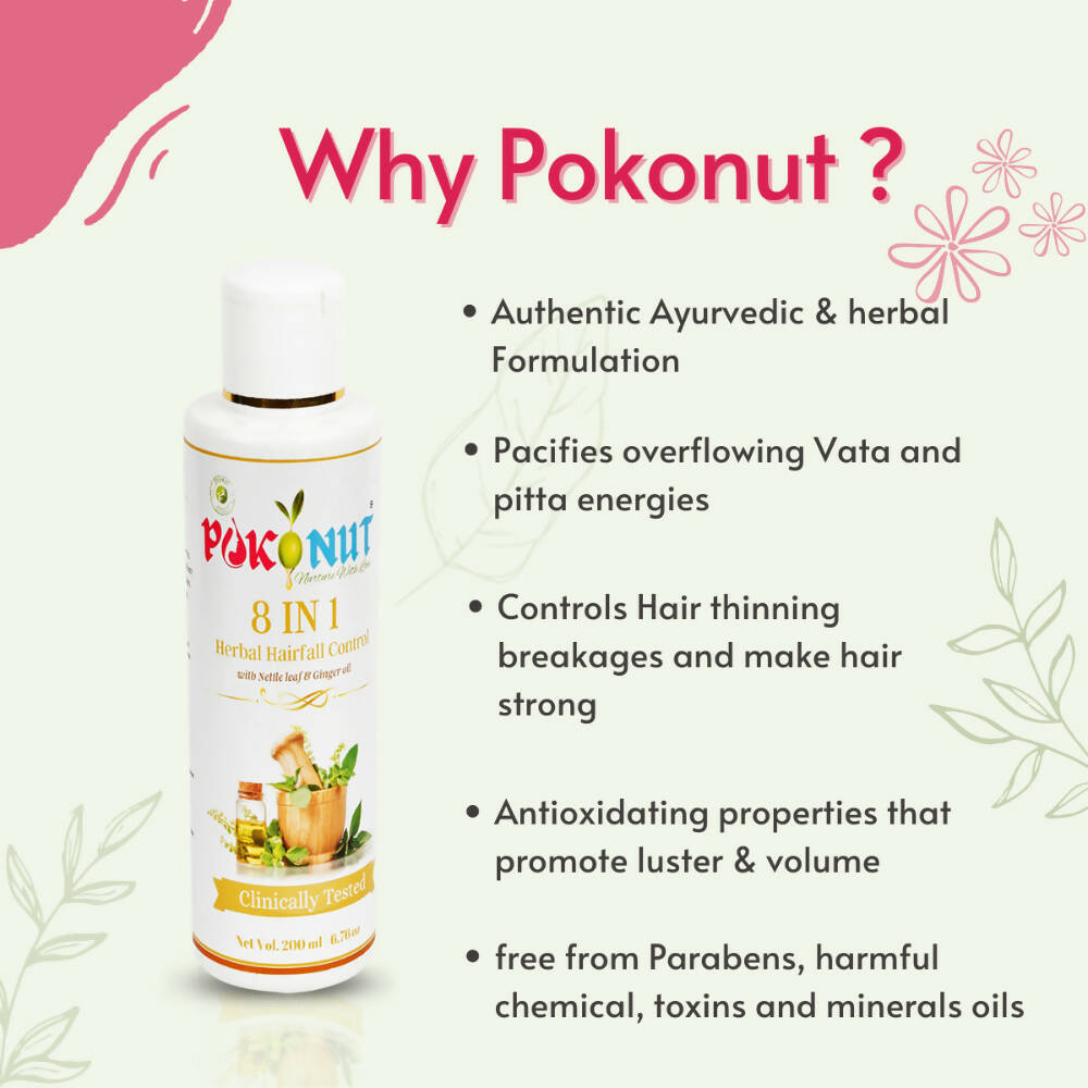 Pokonut 8 in 1 Herbal Hair Fall Control Oil | Grocsy