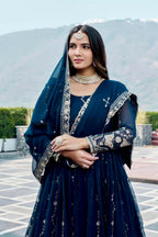Teeya Creation Womens New Trendy Heavy Cording Sequence & Beads Embroidery Work Teal Gown Set | Grocsy