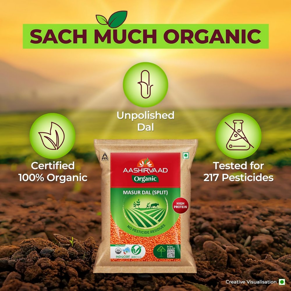 Aashirvaad Organic Masur Dal | Grocsy