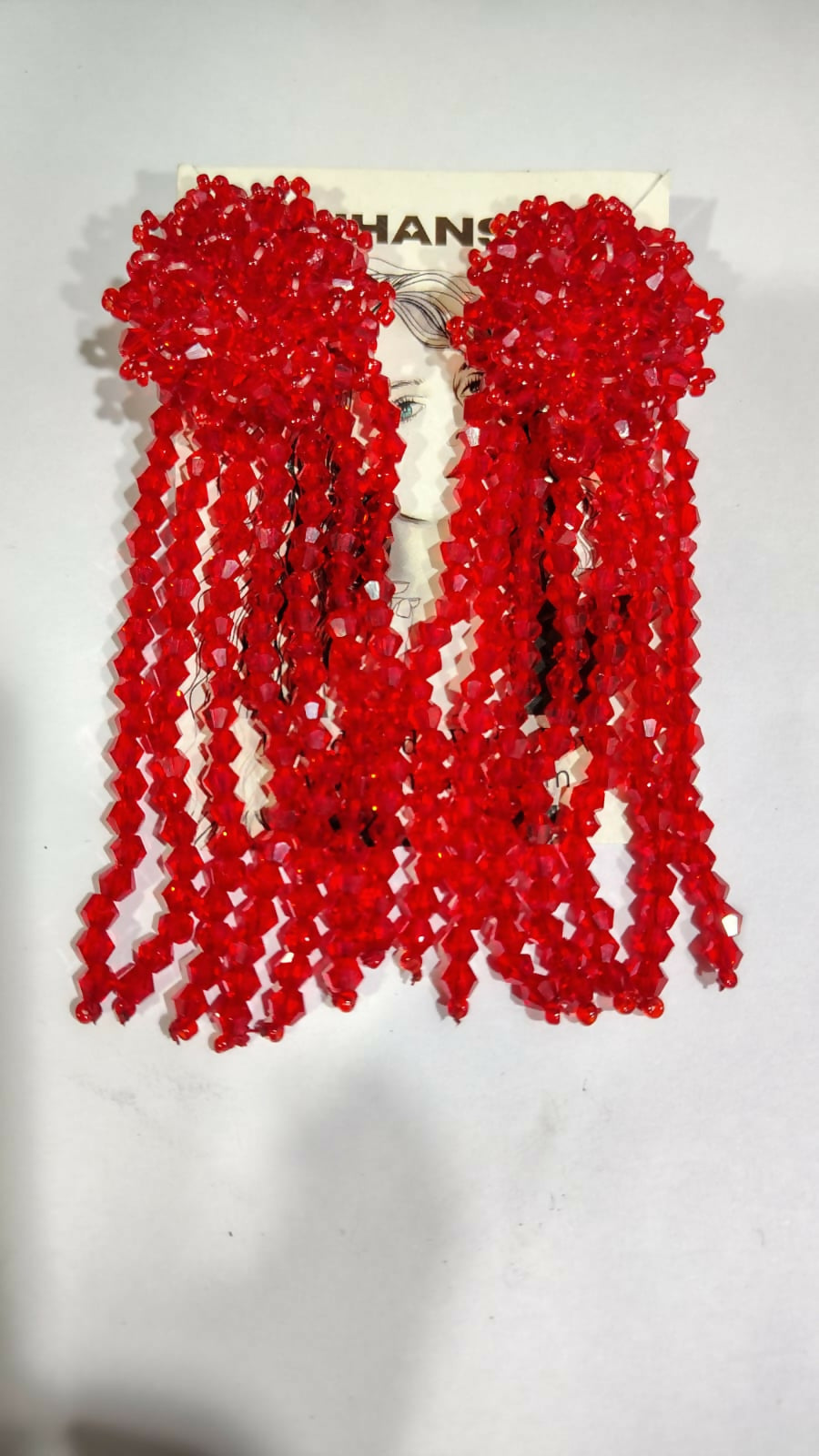 Inhanns Handmade Crystal Waterfall Earrings - Long - Red | Grocsy