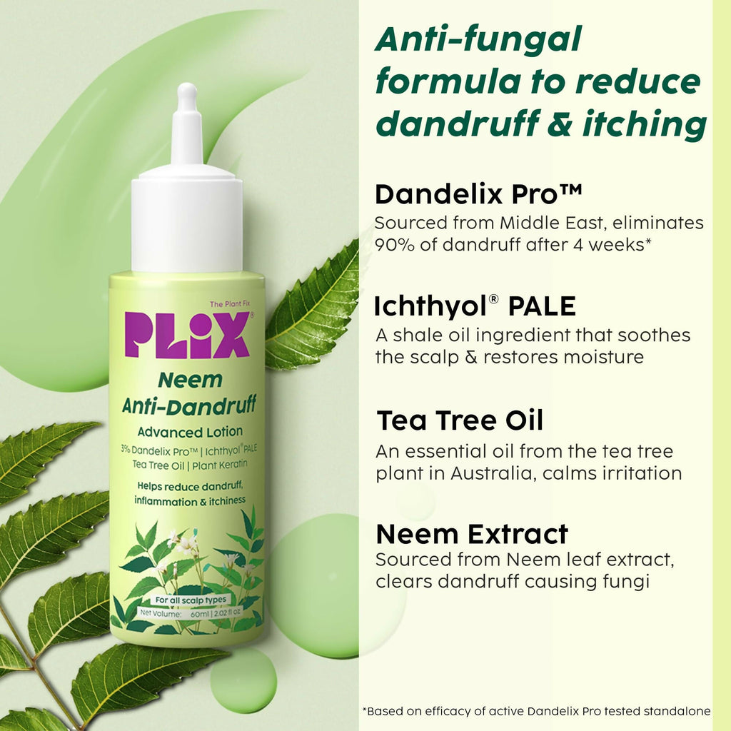 PLIX The Plant Fix Neem Anti-Dandruff Advanced Lotion Reduce Dandruff, Itching & Irritation | Grocsy