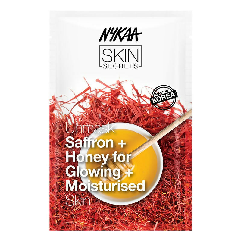 Nykaa Skin Secrets Indian Rituals Saffron + Honey Sheet Mask For Glowing & Moisturised Skin | Grocsy