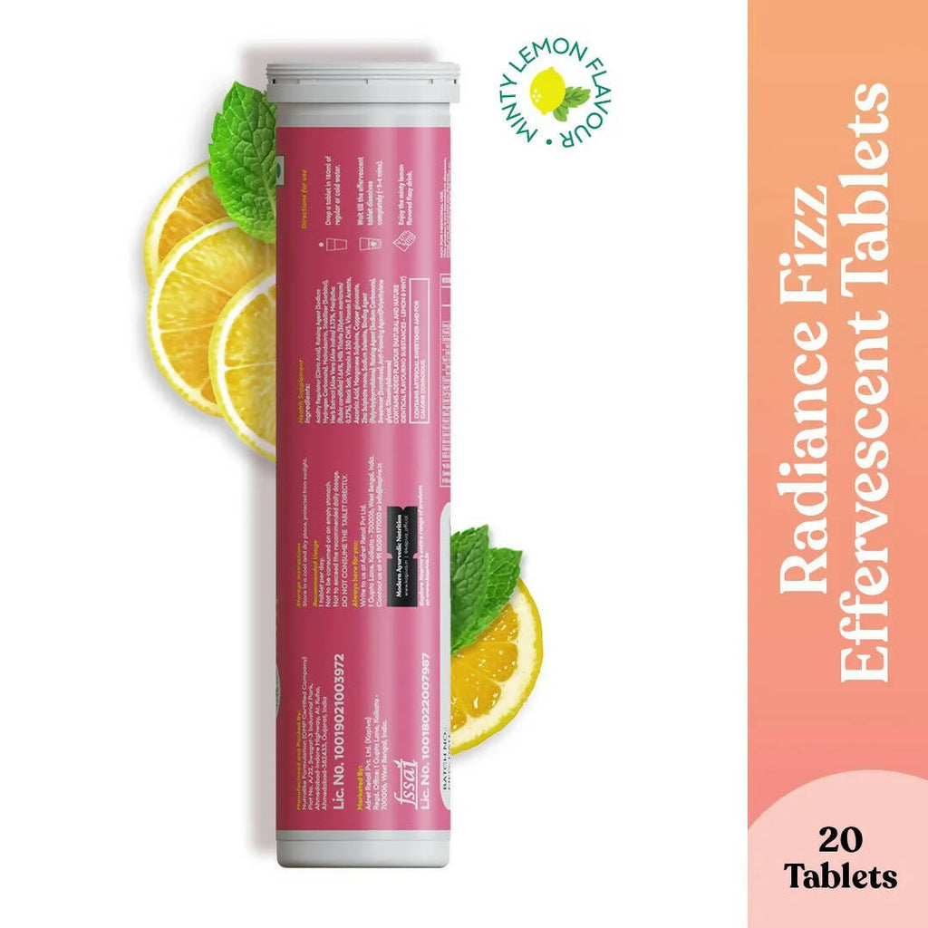 Kapiva Ayurveda Radiance Fizz Happy Skin Effervescent Tablets - Minty Lemon | Grocsy