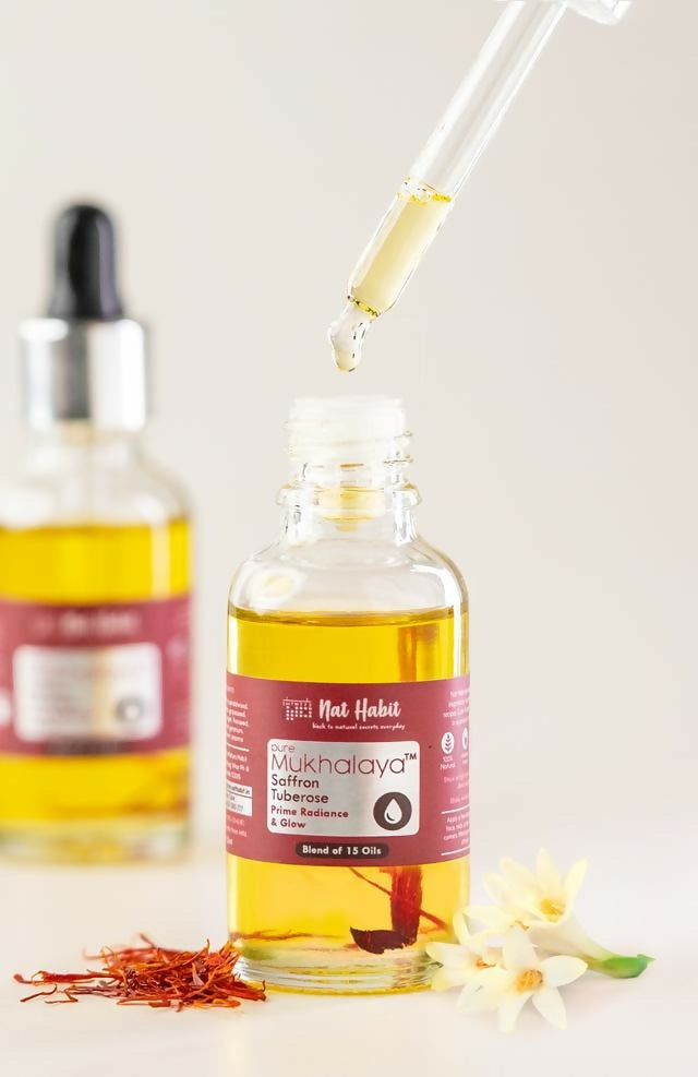 Nat Habit Pure Saffron Tuberose Mukhalaya Face Oil | Grocsy
