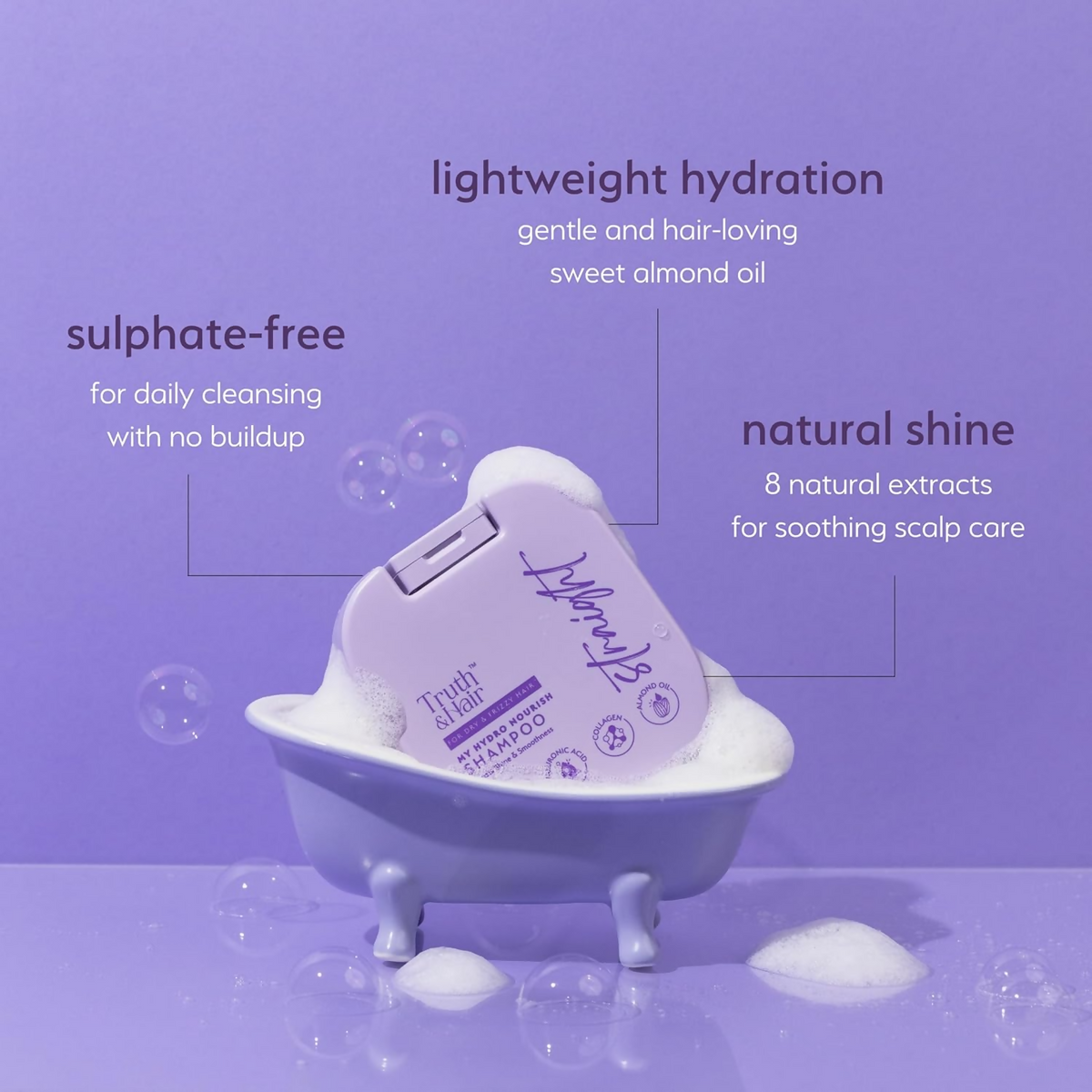 Truth & Hair Hydro Nourish Shampoo For Straight Hair With Sweet Almond Oil | Grocsy