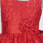 Asmaani Baby Girl's Red Colour Satin A-Line Maxi Full Length Dress (AS-DRESS-22109) | Grocsy