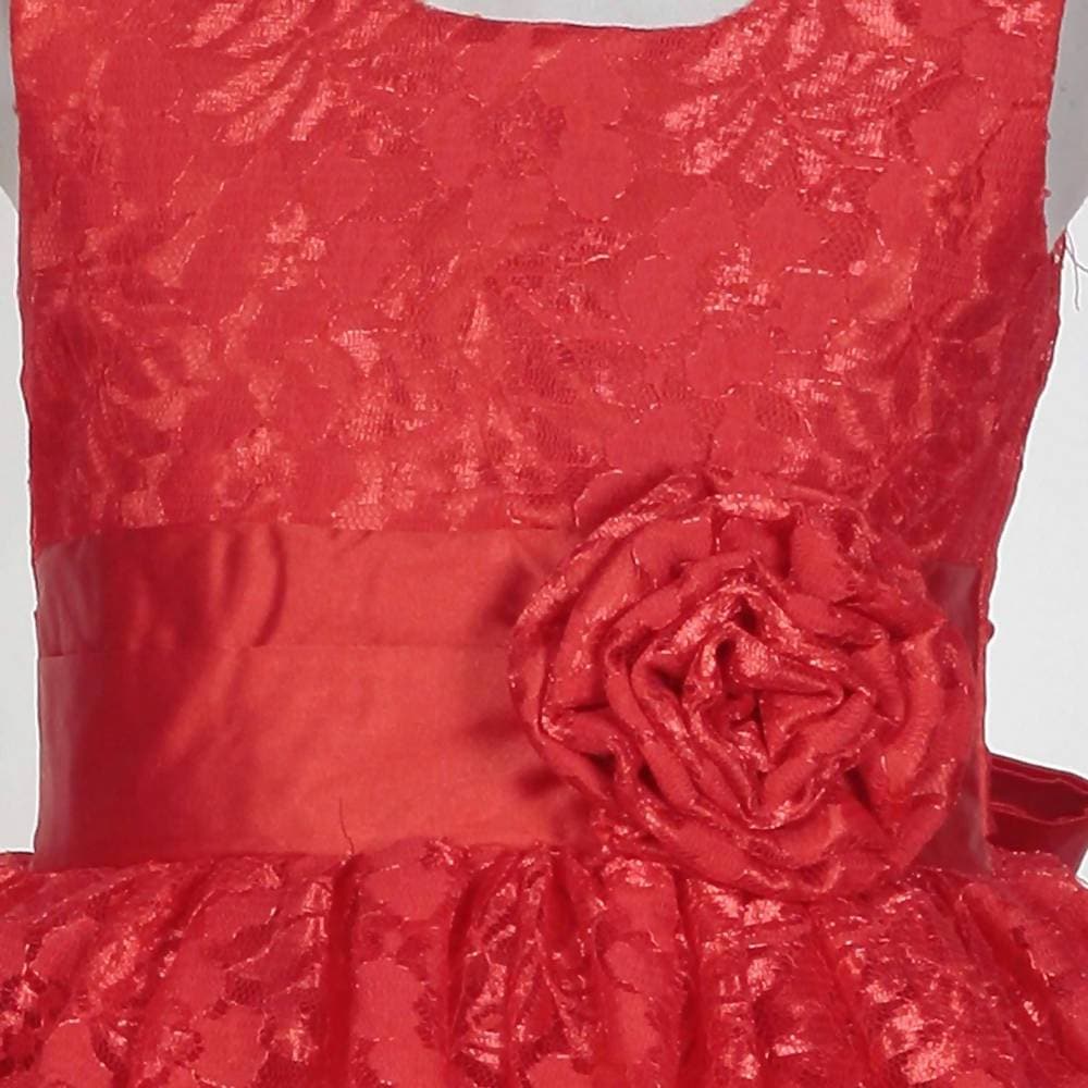Asmaani Baby Girl's Red Colour Satin A-Line Maxi Full Length Dress (AS-DRESS-22109) | Grocsy