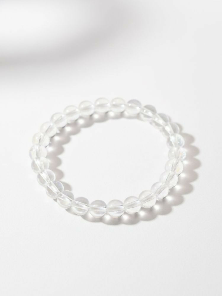 NVR White Crystal Beaded Bracelet for Men & Women | Grocsy
