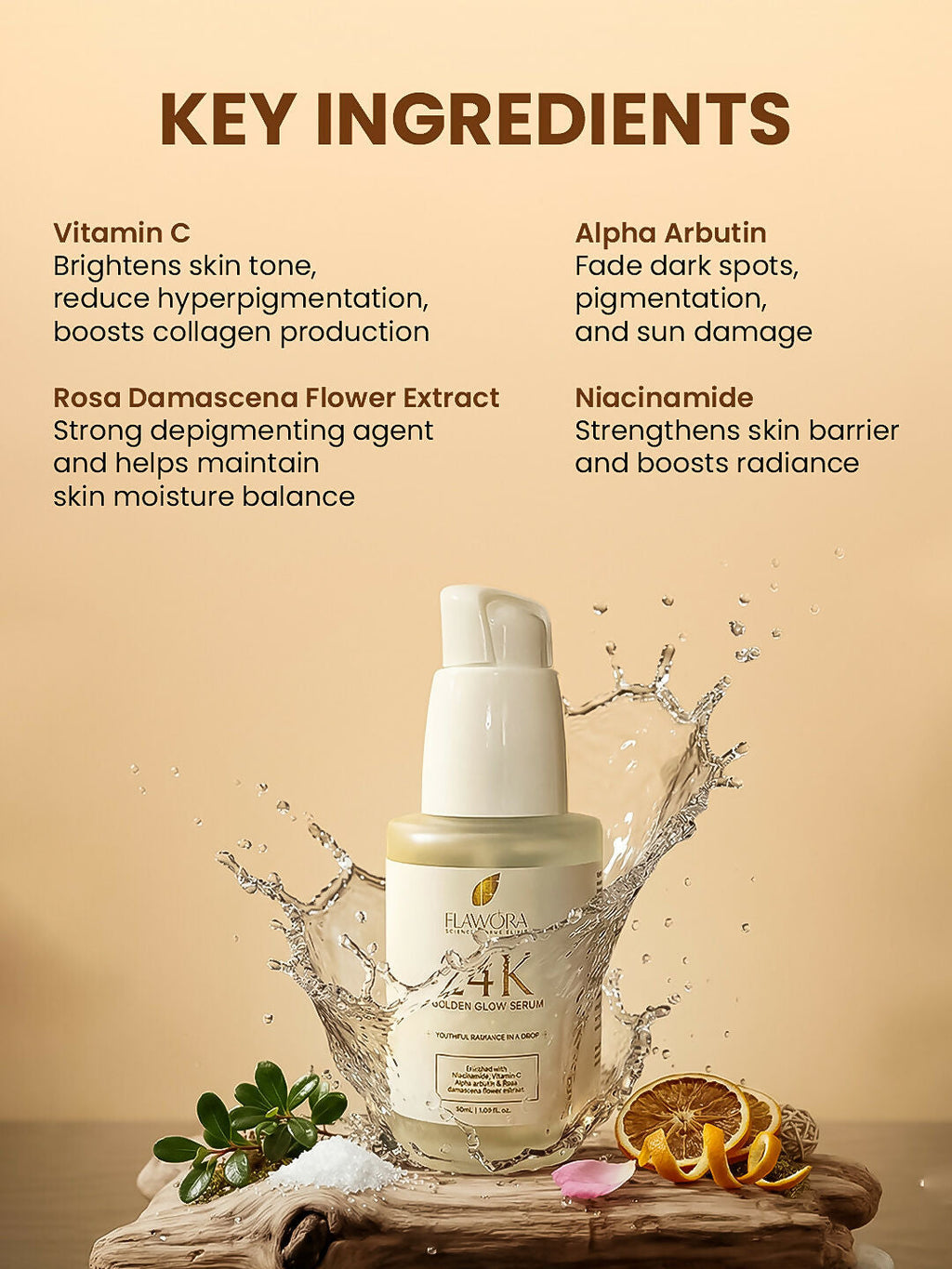 Flawora 24k Golden Glow Face Serum | Grocsy