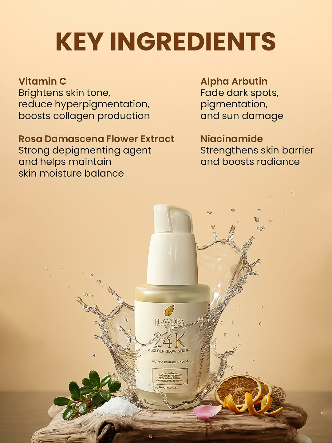 Flawora 24k Golden Glow Face Serum | Grocsy