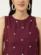 Joban Fashion Mahroon Rayon and Embroidered Work Straight Kurta Bottom Set | Grocsy