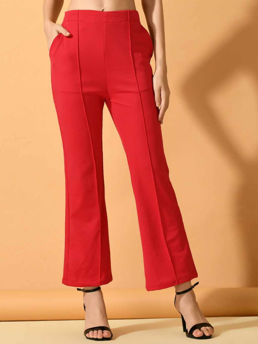 Myshka Women's Pink Solid Top With Trousers | Grocsy