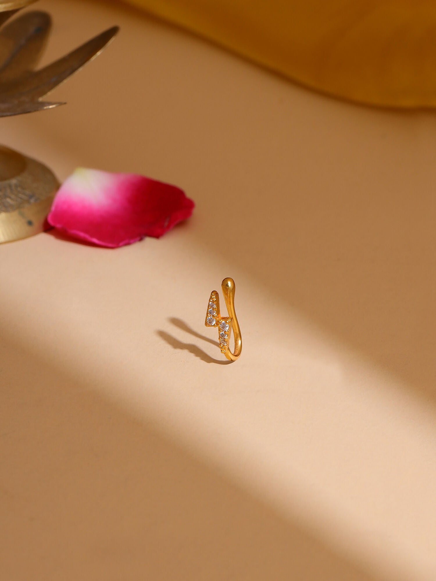 Ruby Raang Gold Bijlee Nose Pin | Grocsy