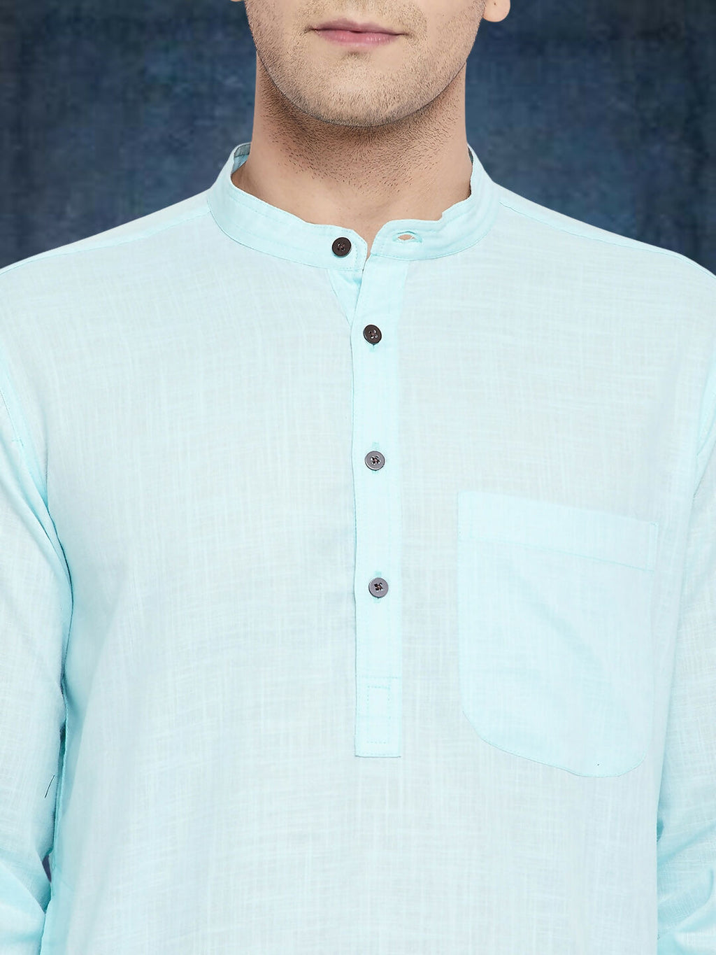 Even Apparels Men's Pure Cotton Blue Kurta | Grocsy