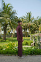 Mono Merge Burgundy Shacket by Hilo Design | Grocsy