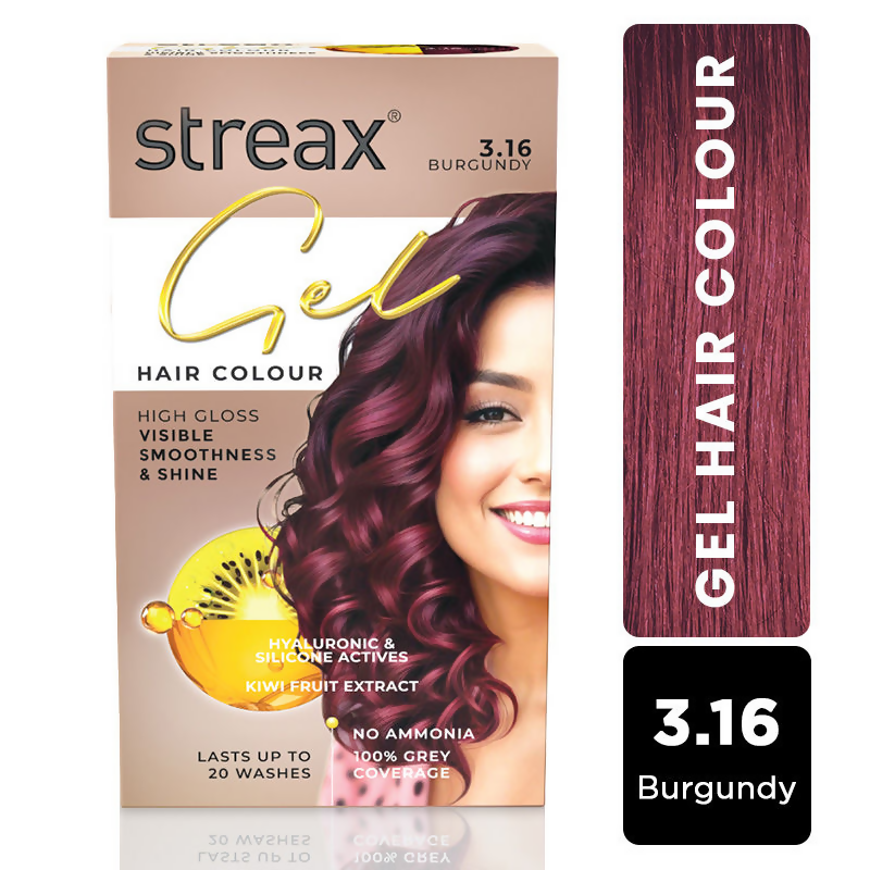 Streax Gel No Ammonia 100% Grey Coverage Hair Color - Burgundy | Grocsy