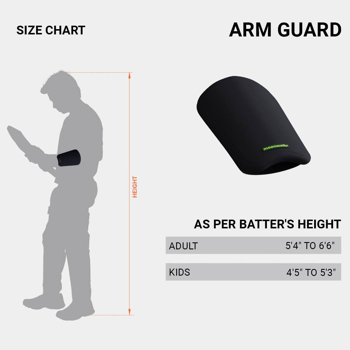 Moonwalkr Cricket Arm Guard Kids Size - Black | Grocsy