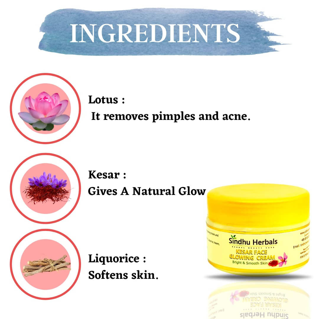 Sindhu Herbals Kesar Face Glowing Cream | Grocsy