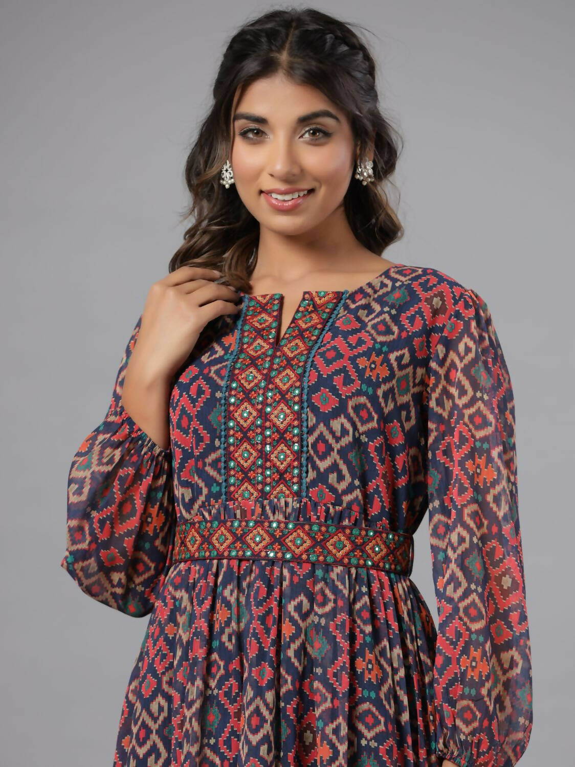 Juniper Women Multi Coloured Chiffon Printed Maxi Dress | Grocsy