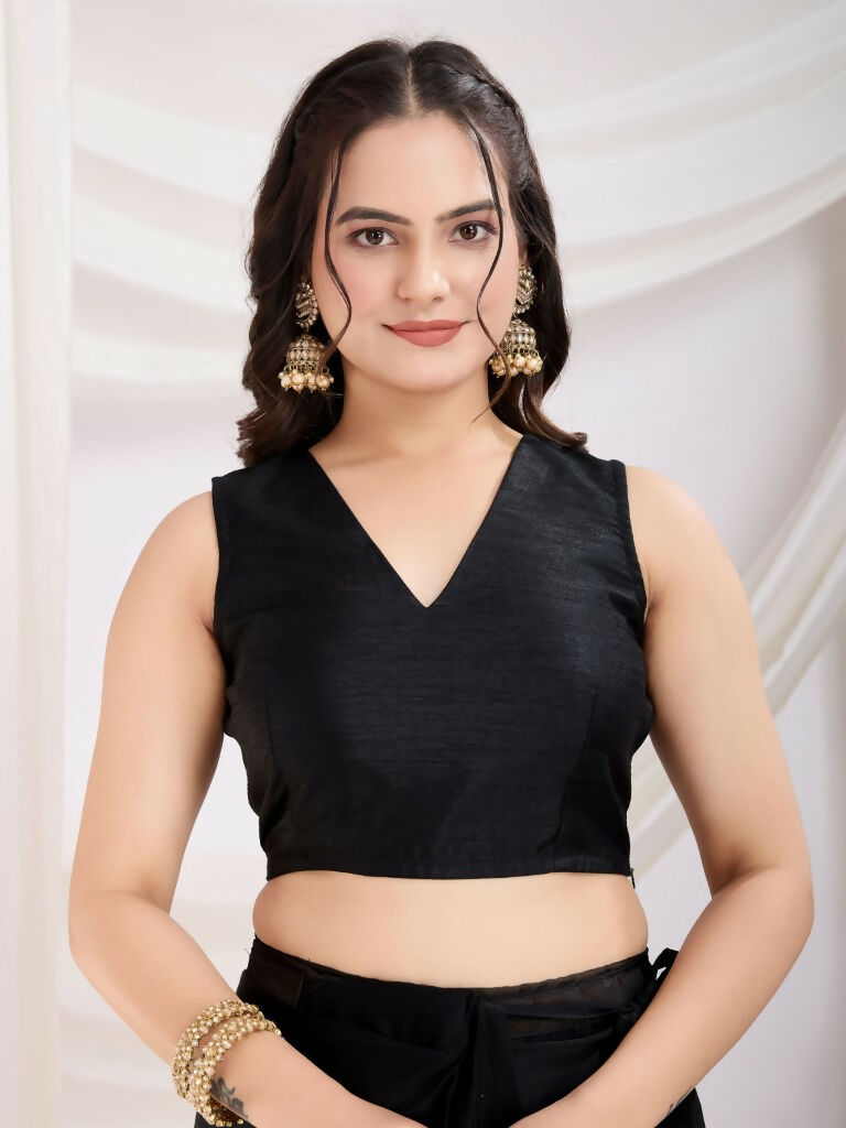 Black Rangoli Silk Diamond Work Ready To Wear Saree - Tamana | Grocsy