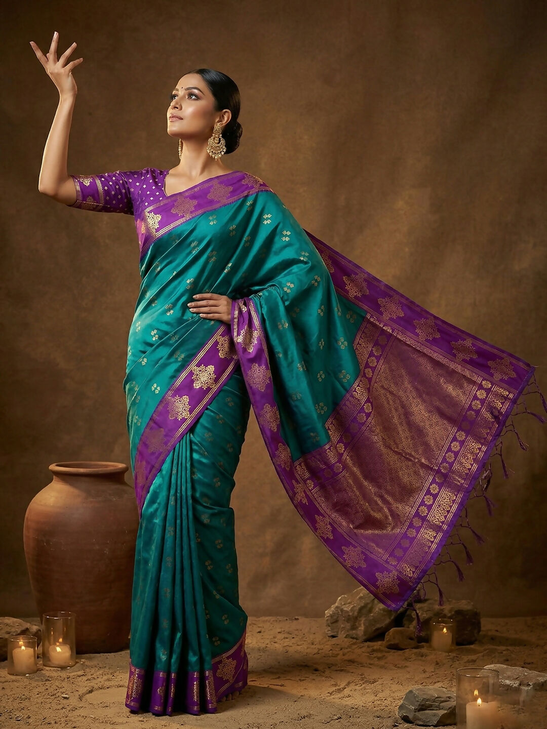 Shree Shyam Fashion Teal Green Soft Silk Saree | Grocsy