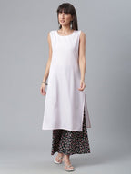 Ahalyaa Light Pink Crepe Solid Kurta And Palazzo Set With Jacket | Grocsy
