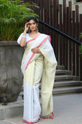 Beatitude White Tissue Silk Saree | Grocsy