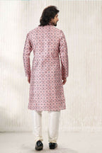 Raivat Ethnic Jacquard Banarasi Silk Digital Print Kurta Pajama In Dark Pink Colour | Grocsy
